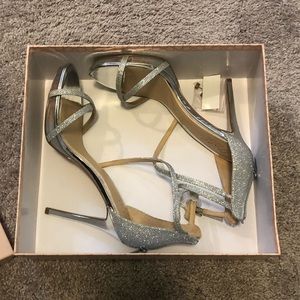 Badgley Mischka Silver Sparkle Heels